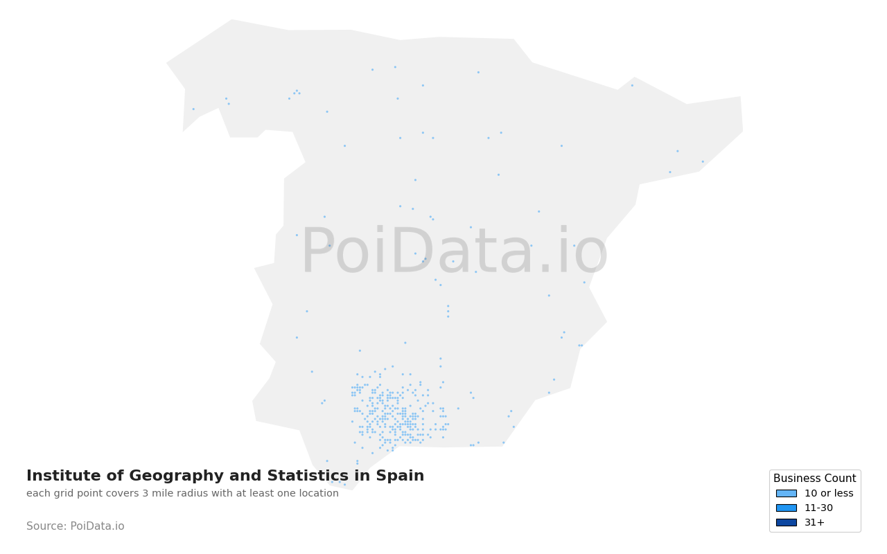 Institute of Geography and Statistics density map for Spain