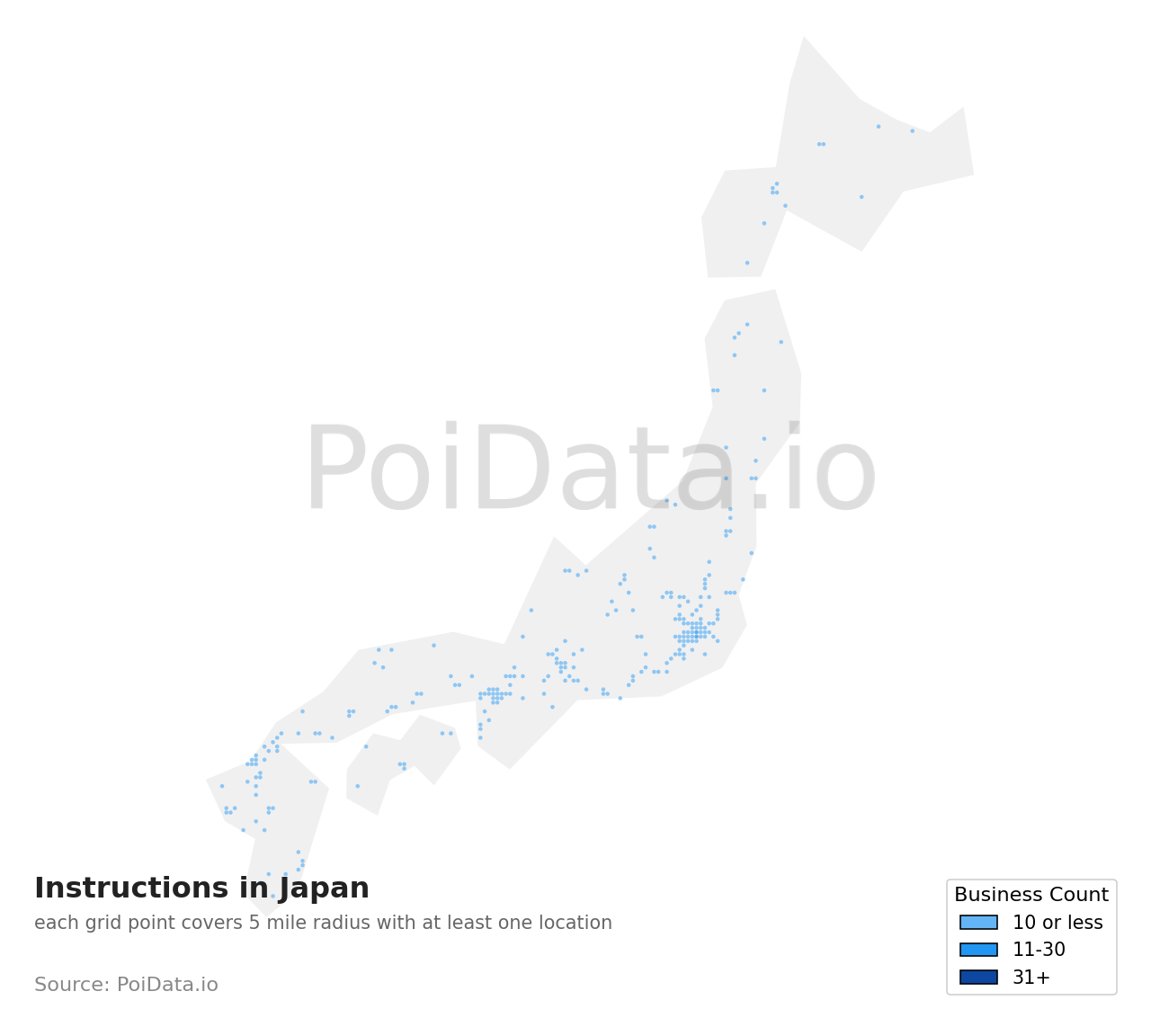 Instruction density map for Japan