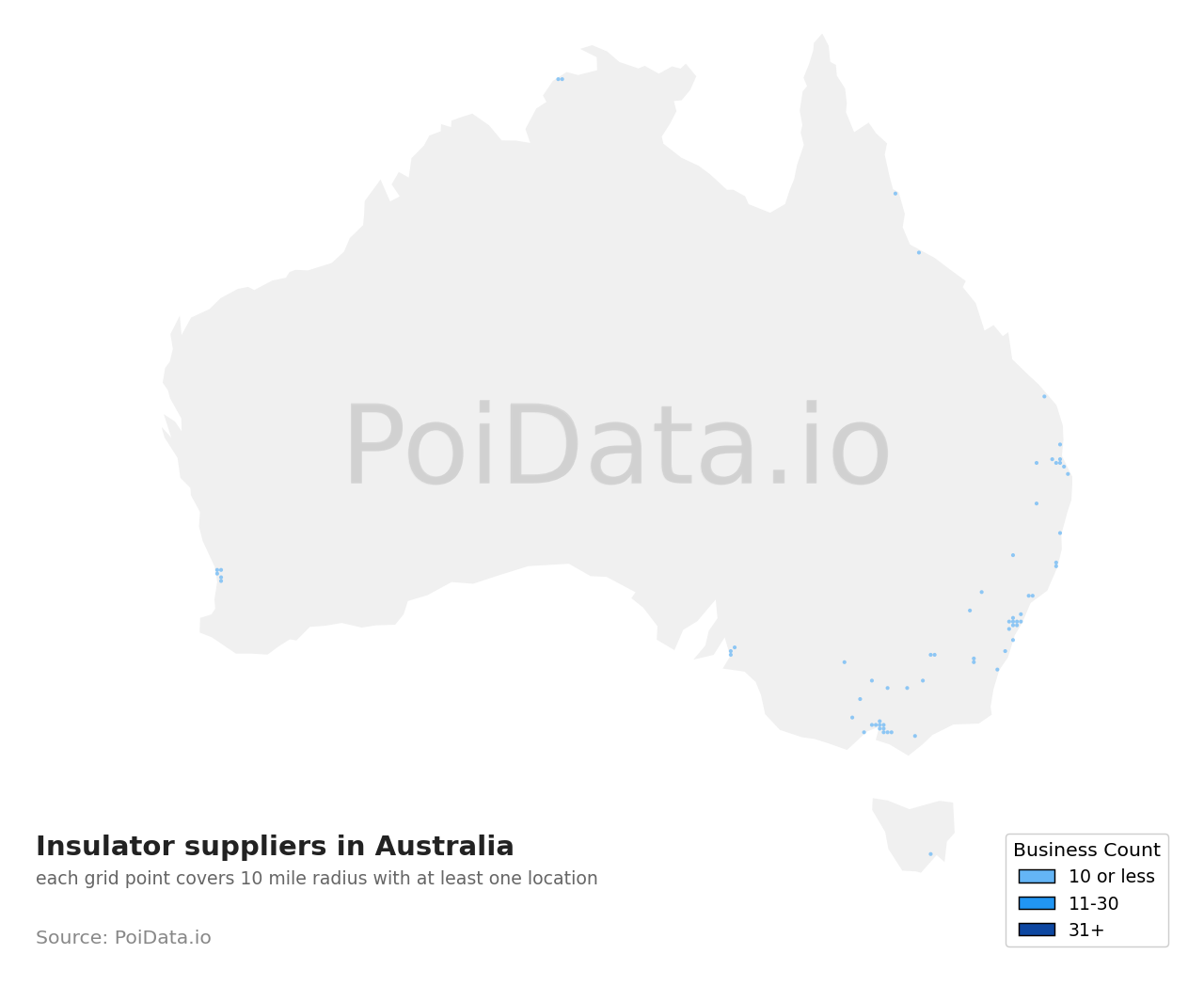 Insulator supplier density map for Australia