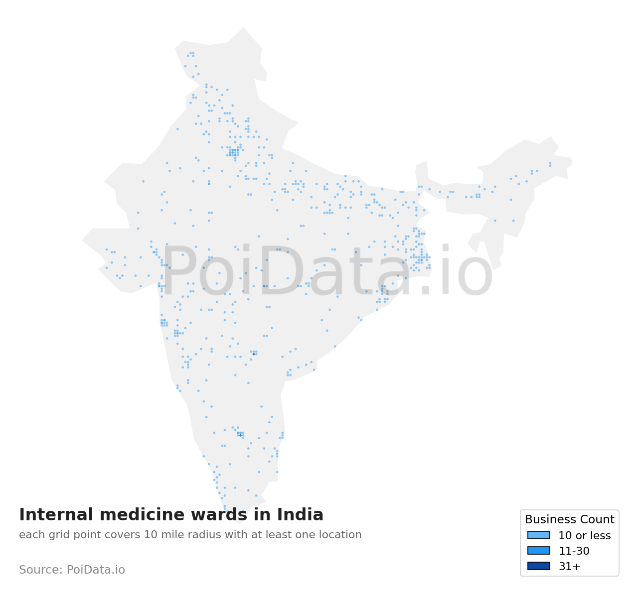 Internal medicine ward density map for India