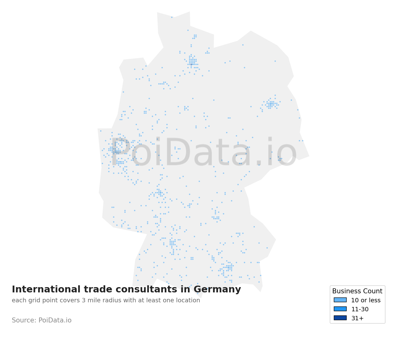 International trade consultant density map for Germany