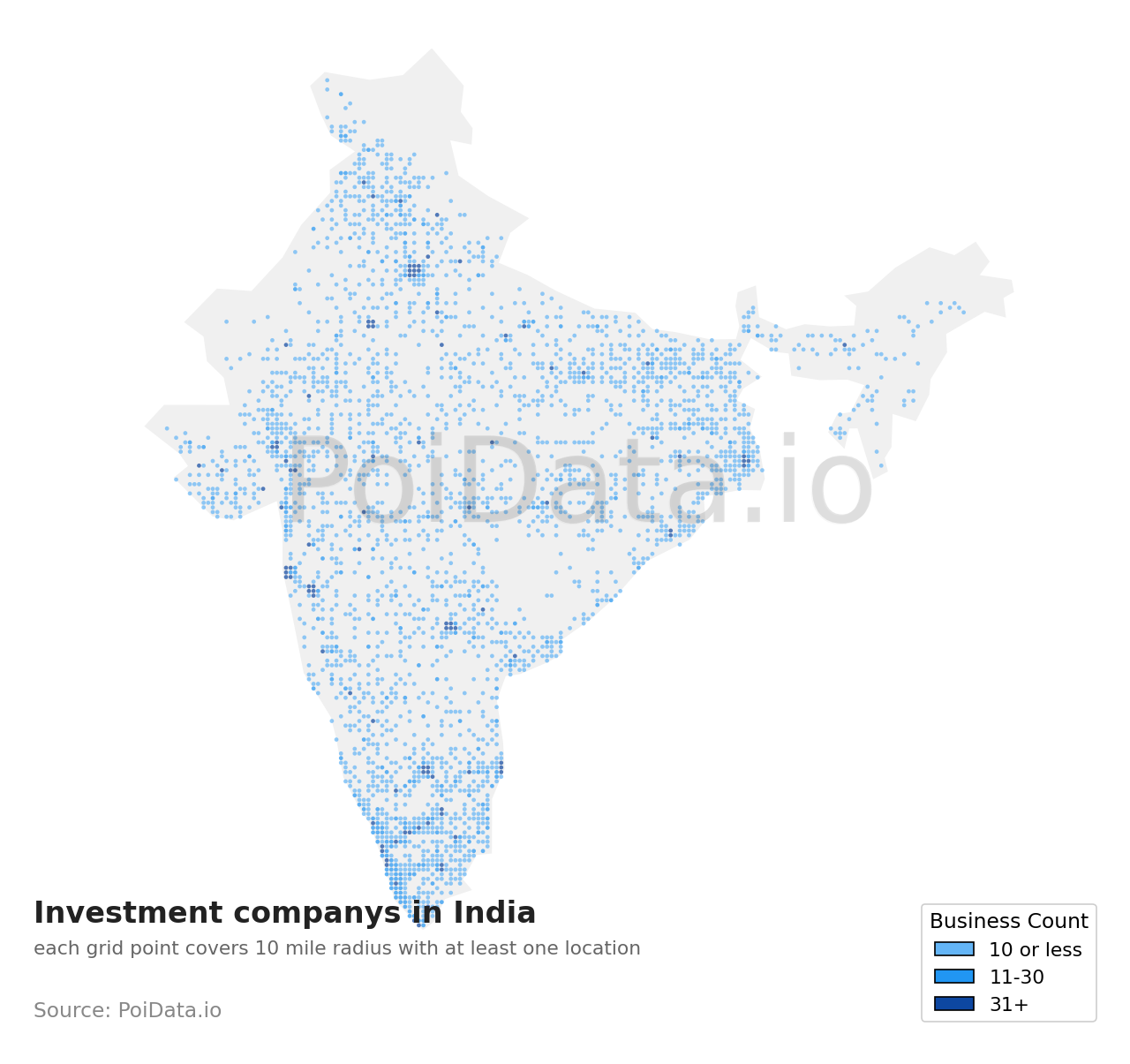 Investment company density map for India