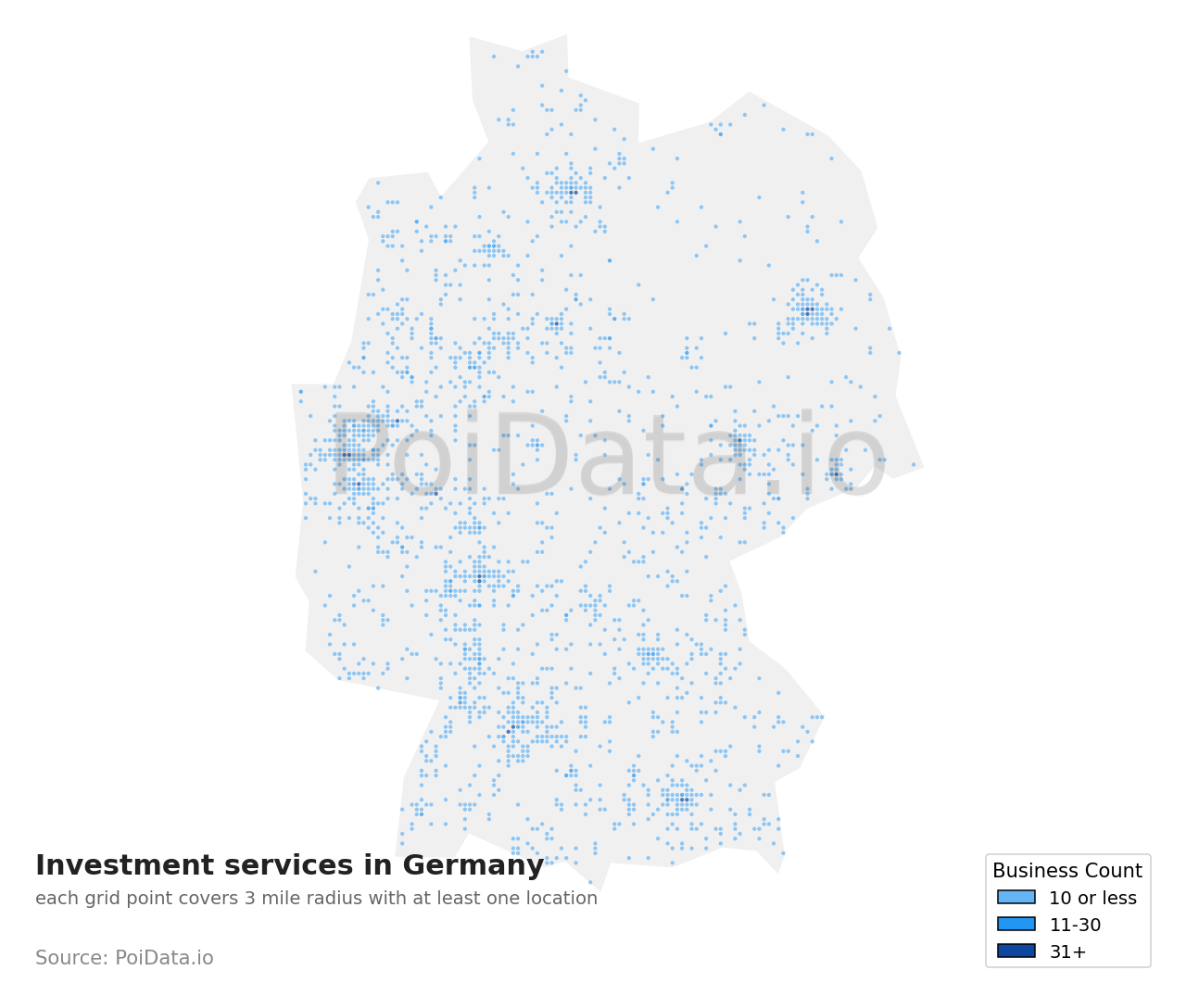 Investment service density map for Germany