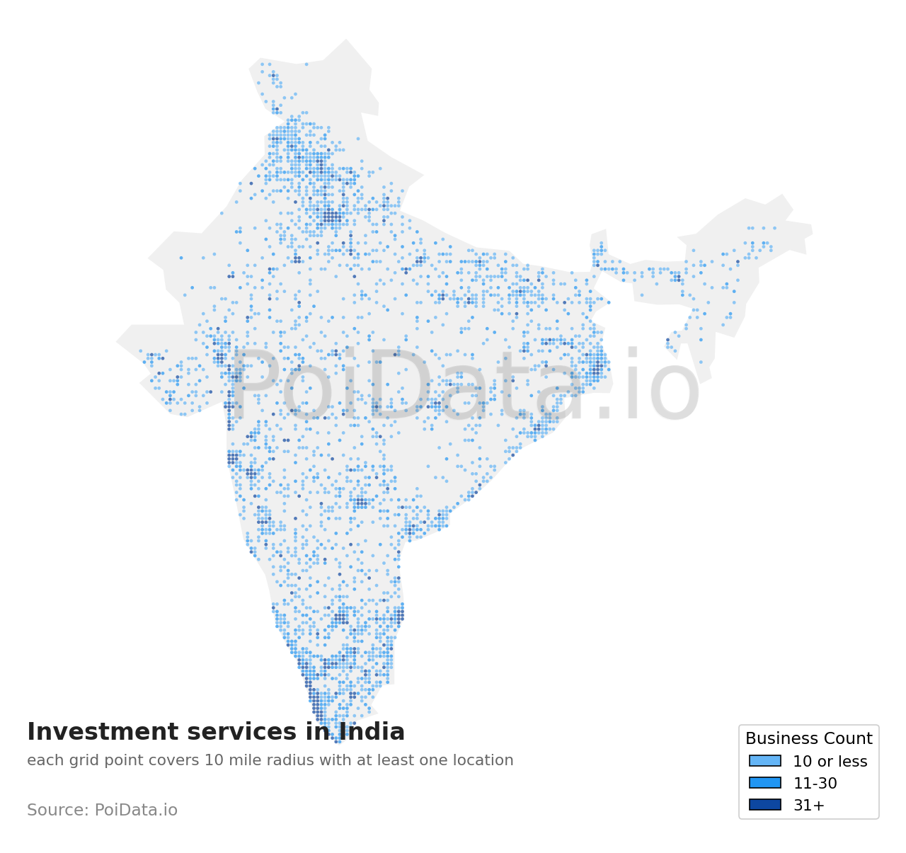 Investment service density map for India
