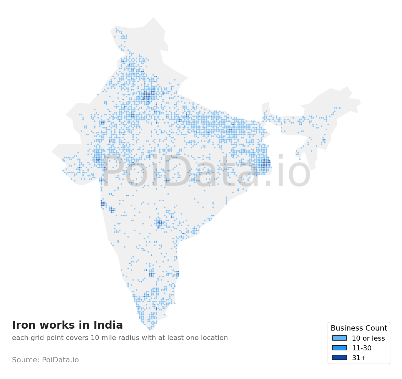 Iron works density map for India