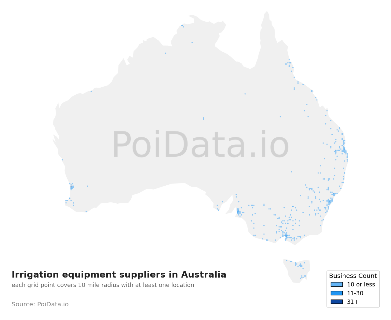 Irrigation equipment supplier density map for Australian Capital Territory, Australia