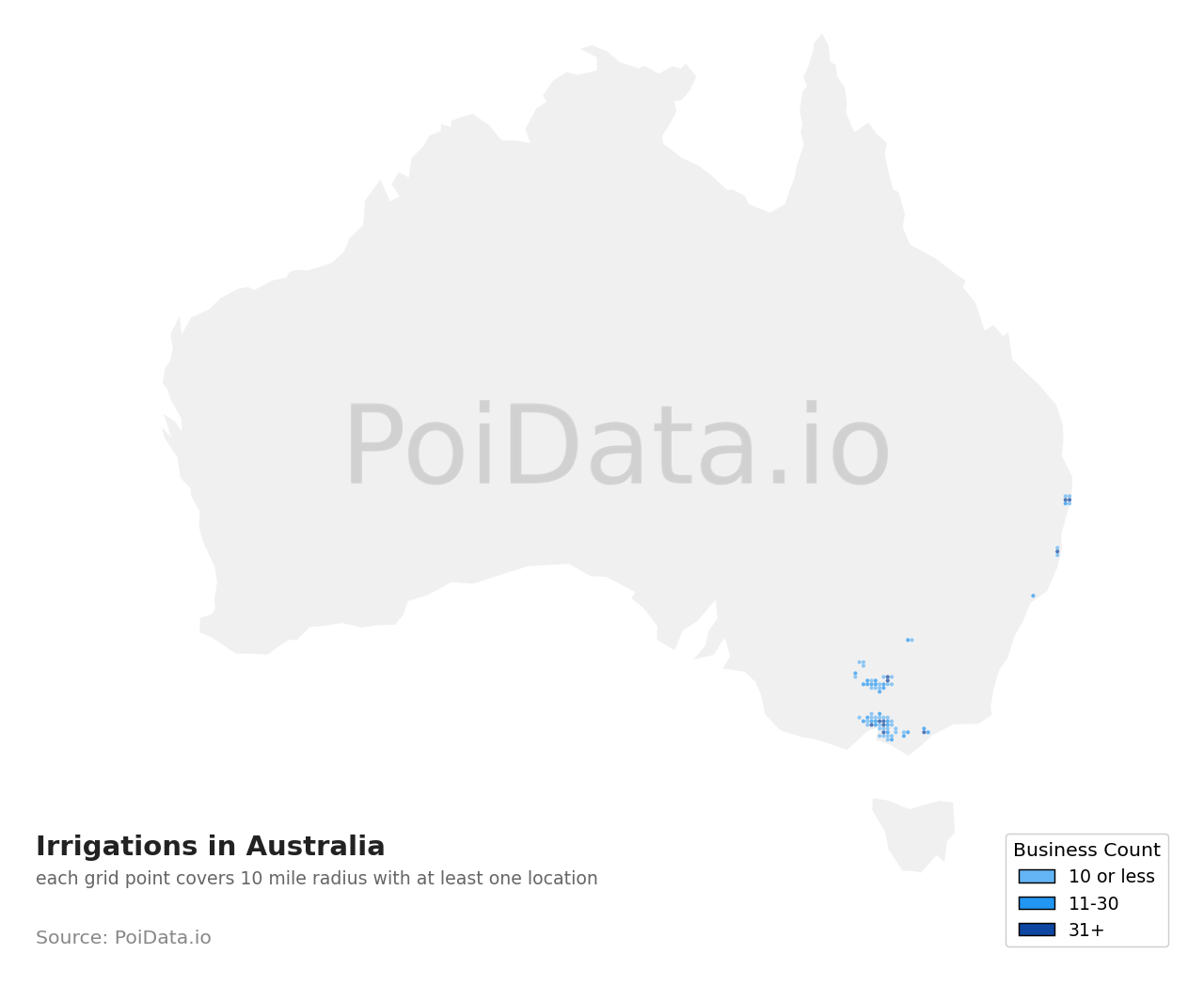Irrigation density map for Australia