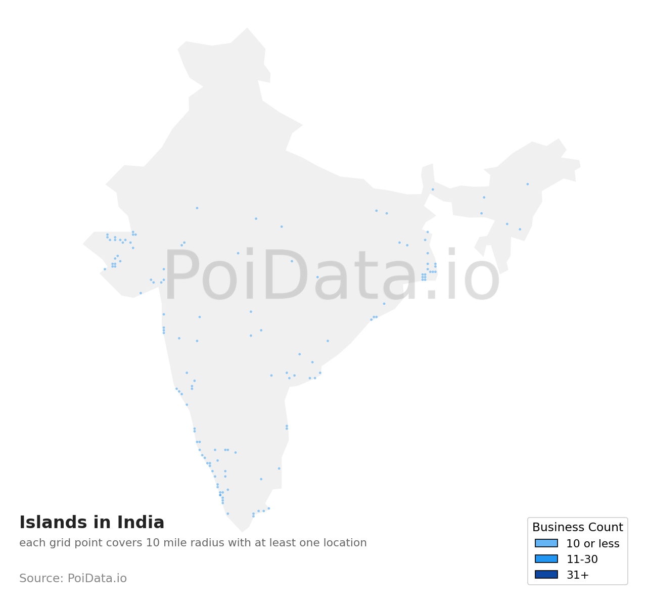 Island density map for India