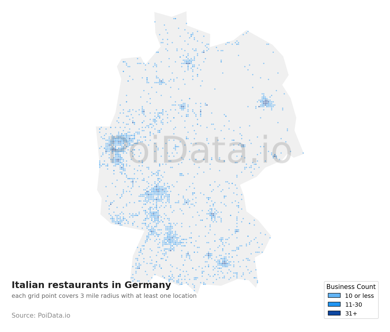 Italian restaurant density map for Germany