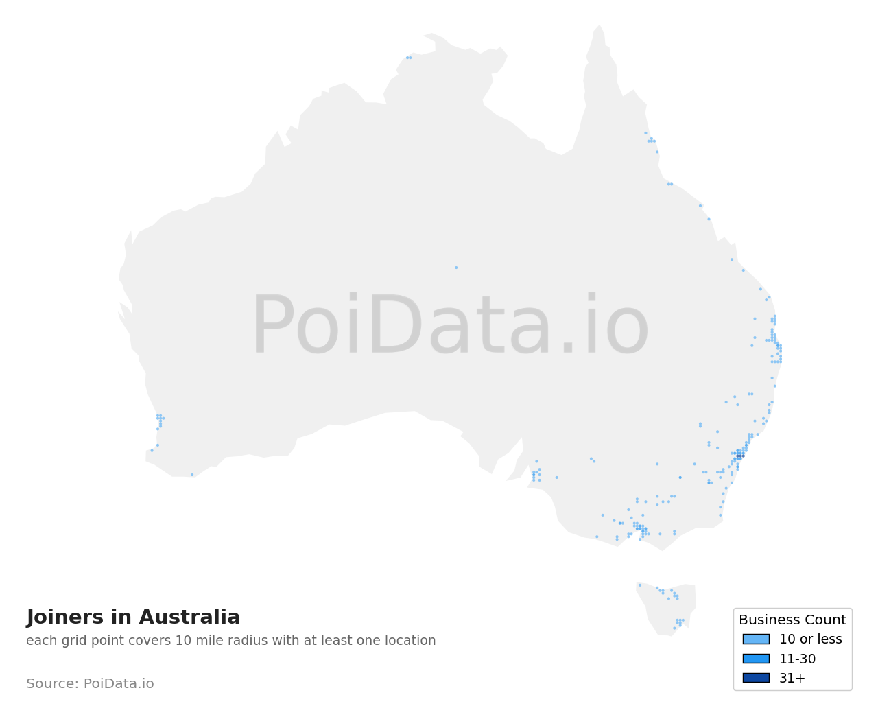 Joiner density map for Australian Capital Territory, Australia