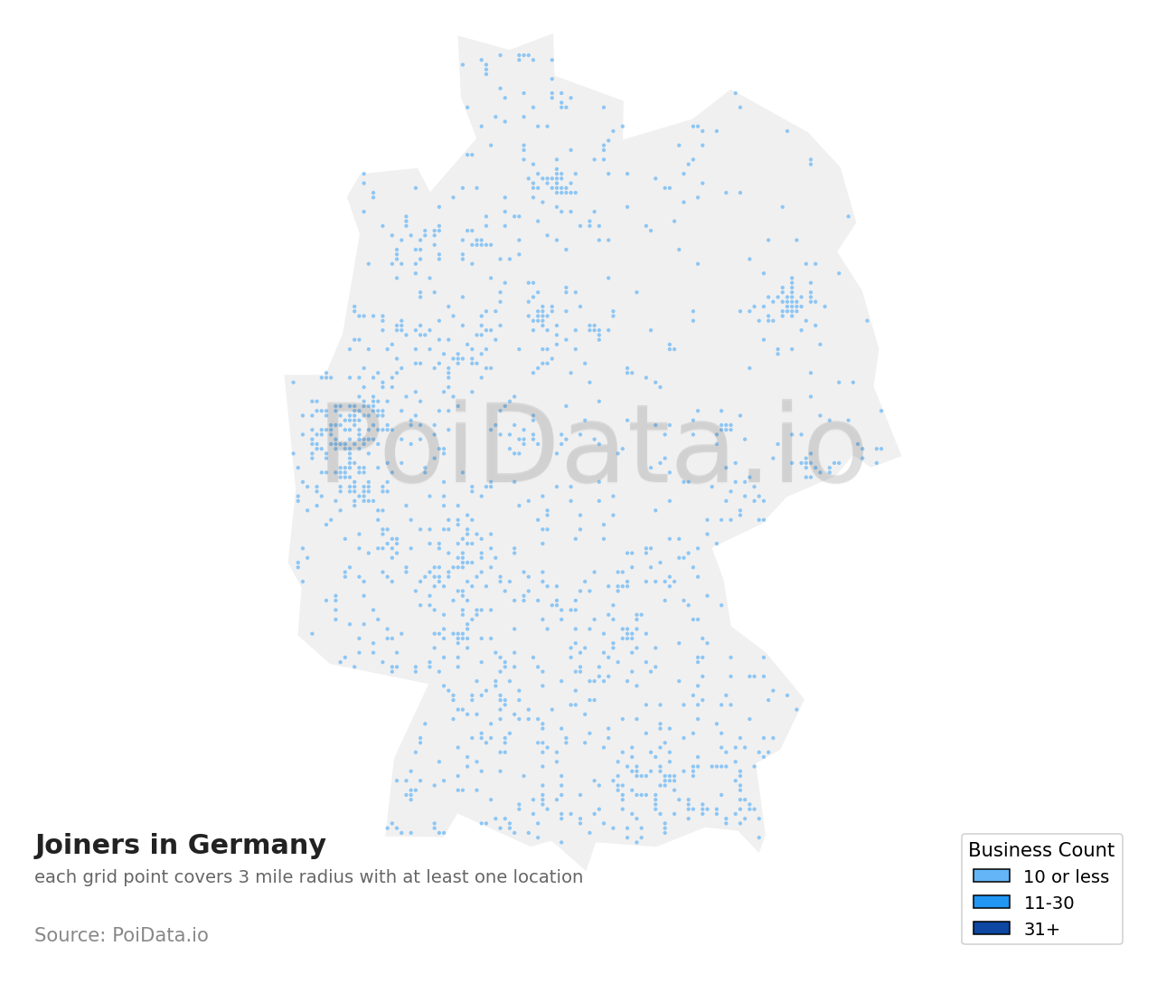 Joiner density map for Germany