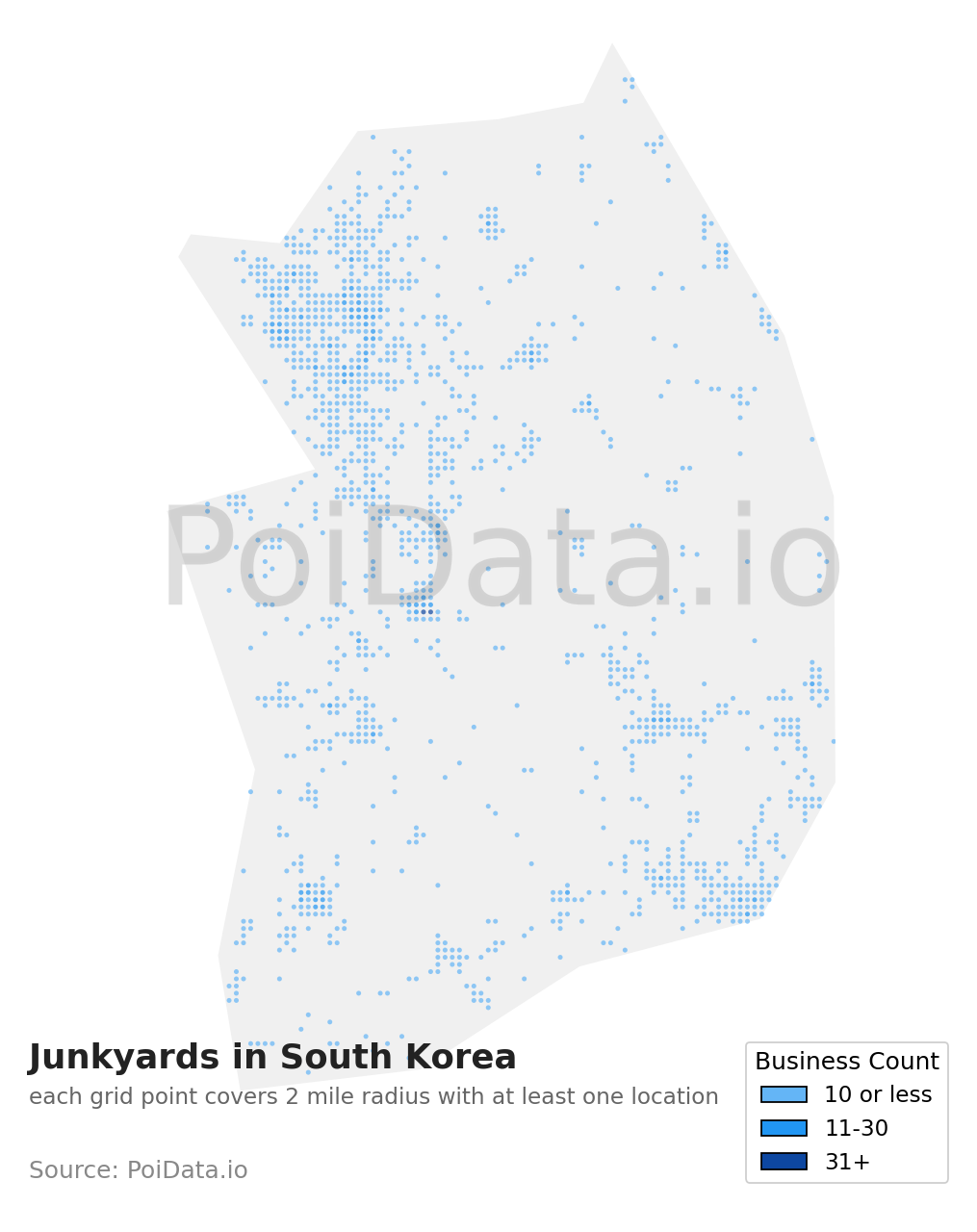 Junkyard density map for South Korea