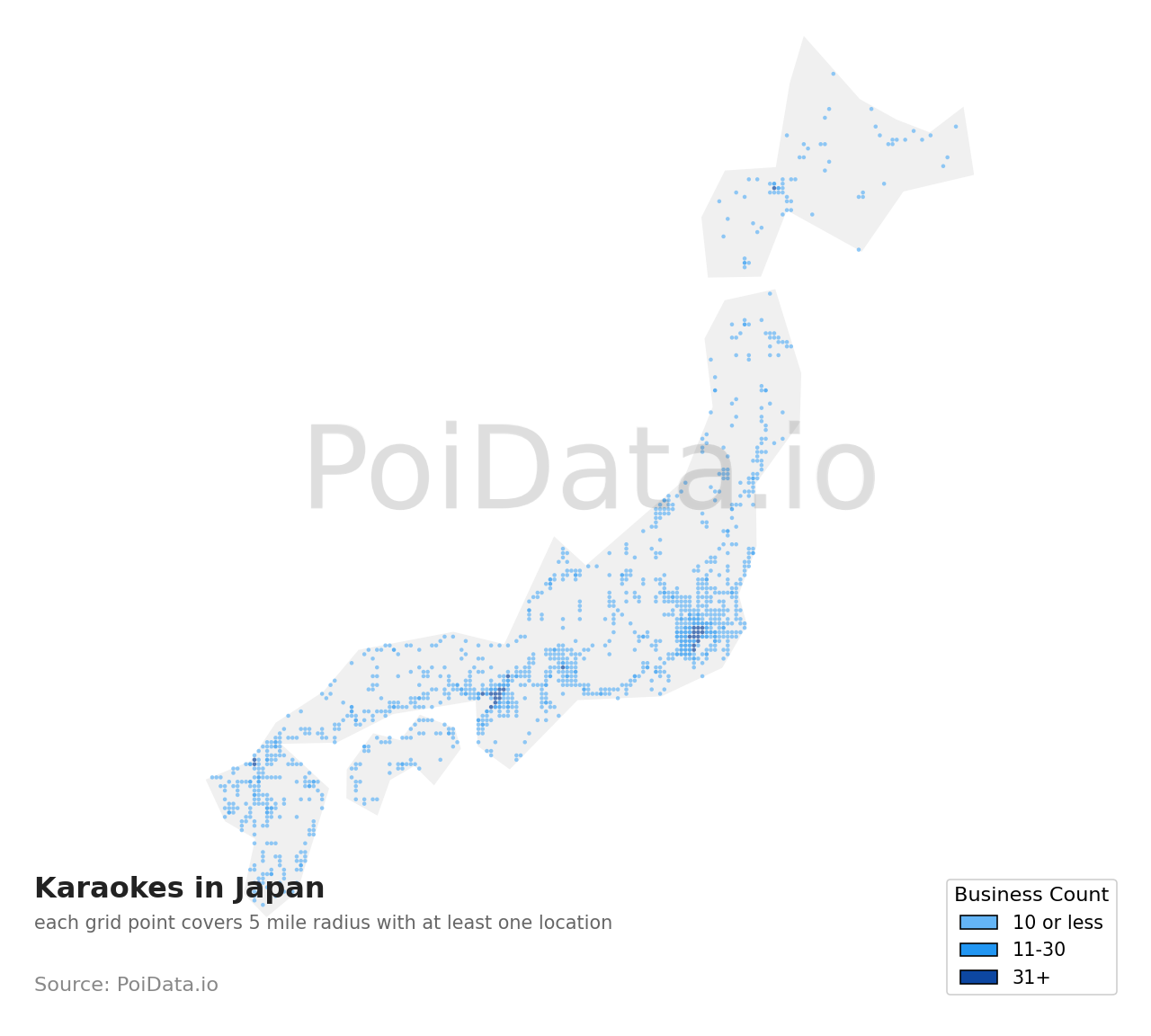 Karaoke density map for Japan