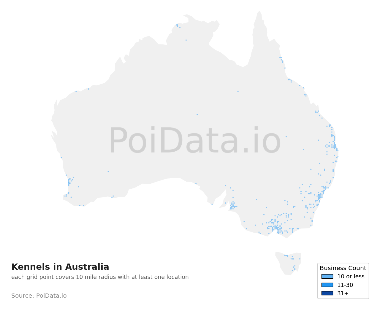Kennel density map for Australia