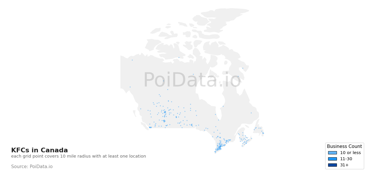 KFC density map for Canada