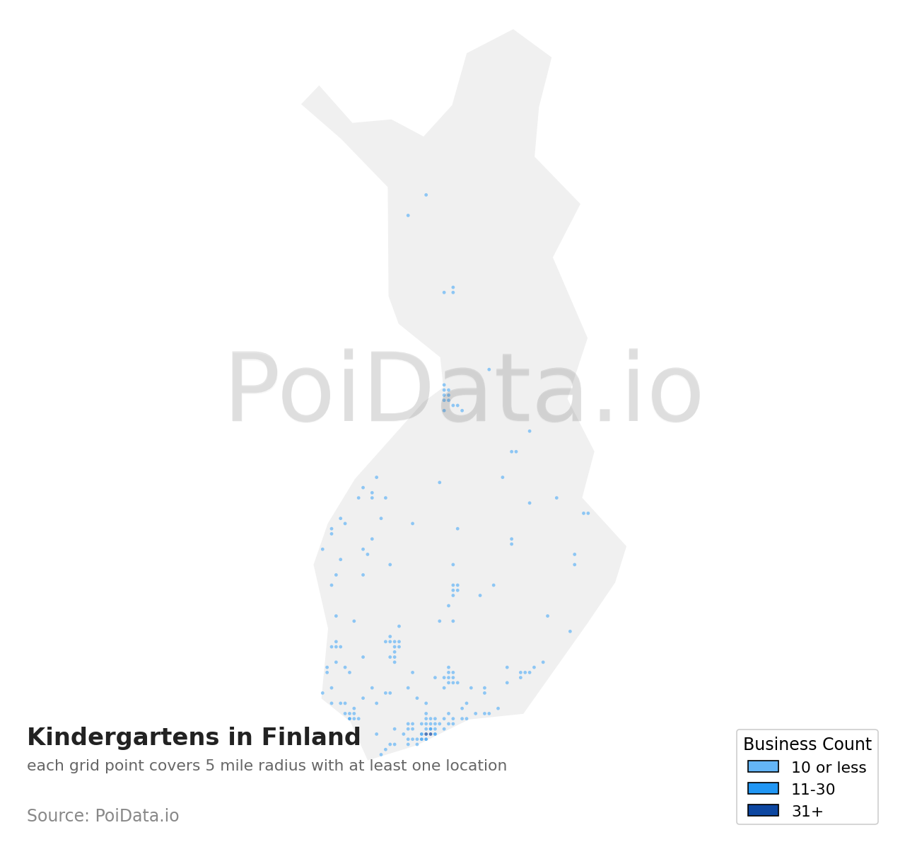 Kindergarten density map for Finland