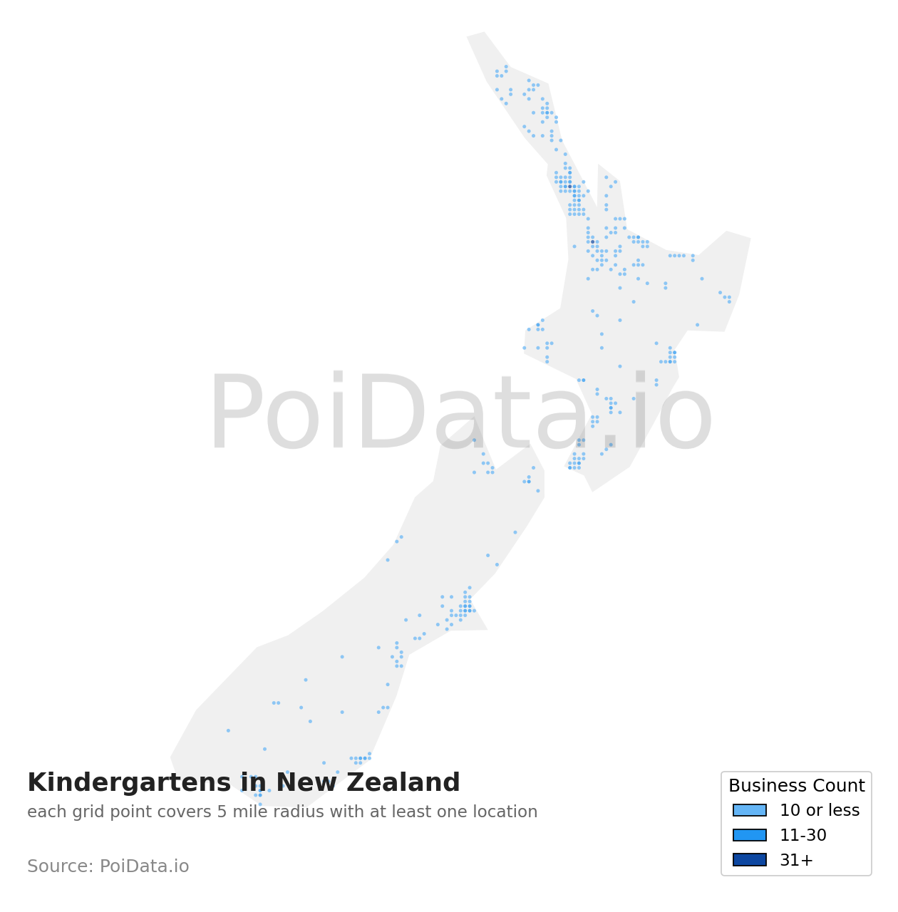 Kindergarten density map for New Zealand