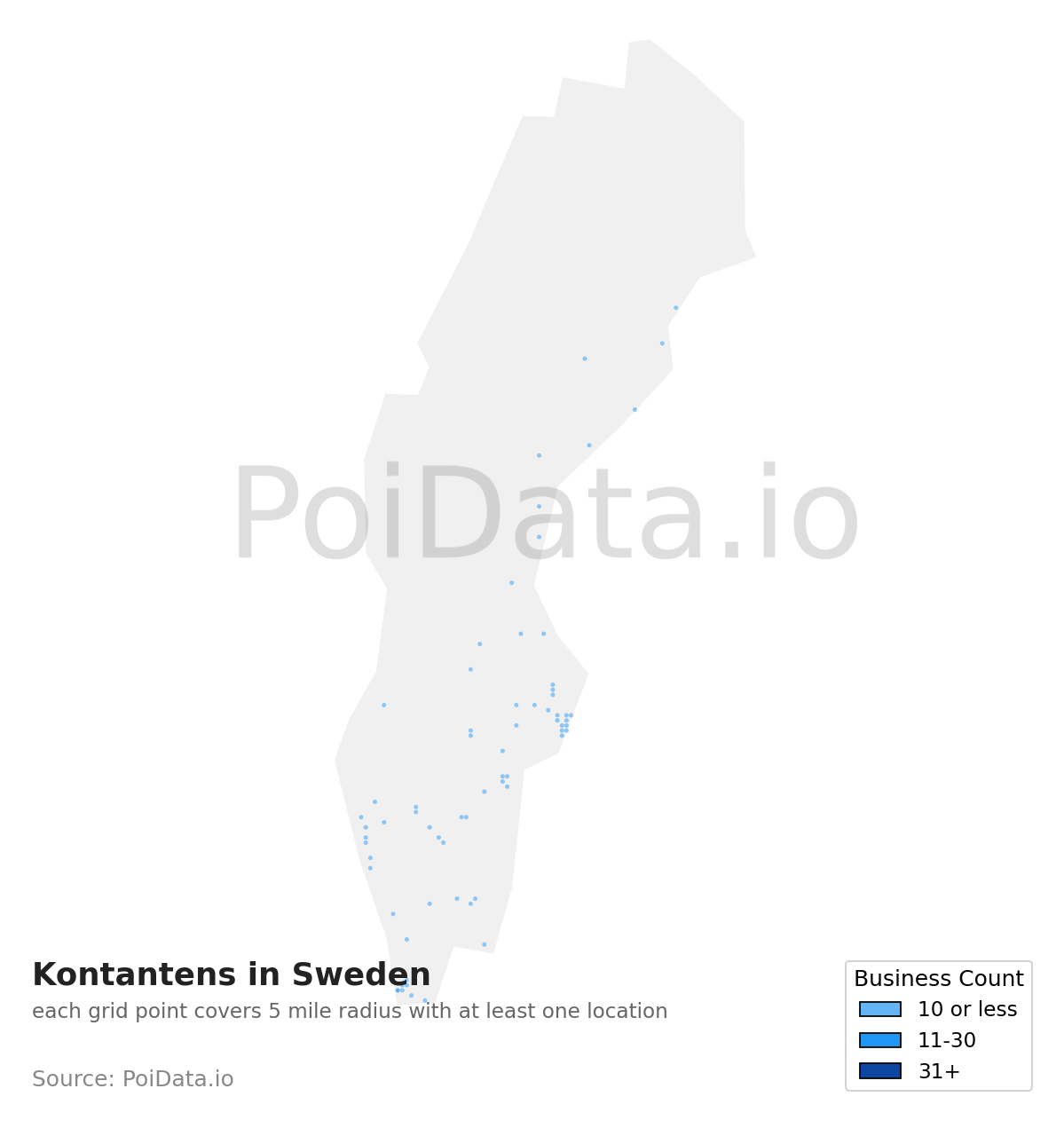 Kontanten density map for Sweden