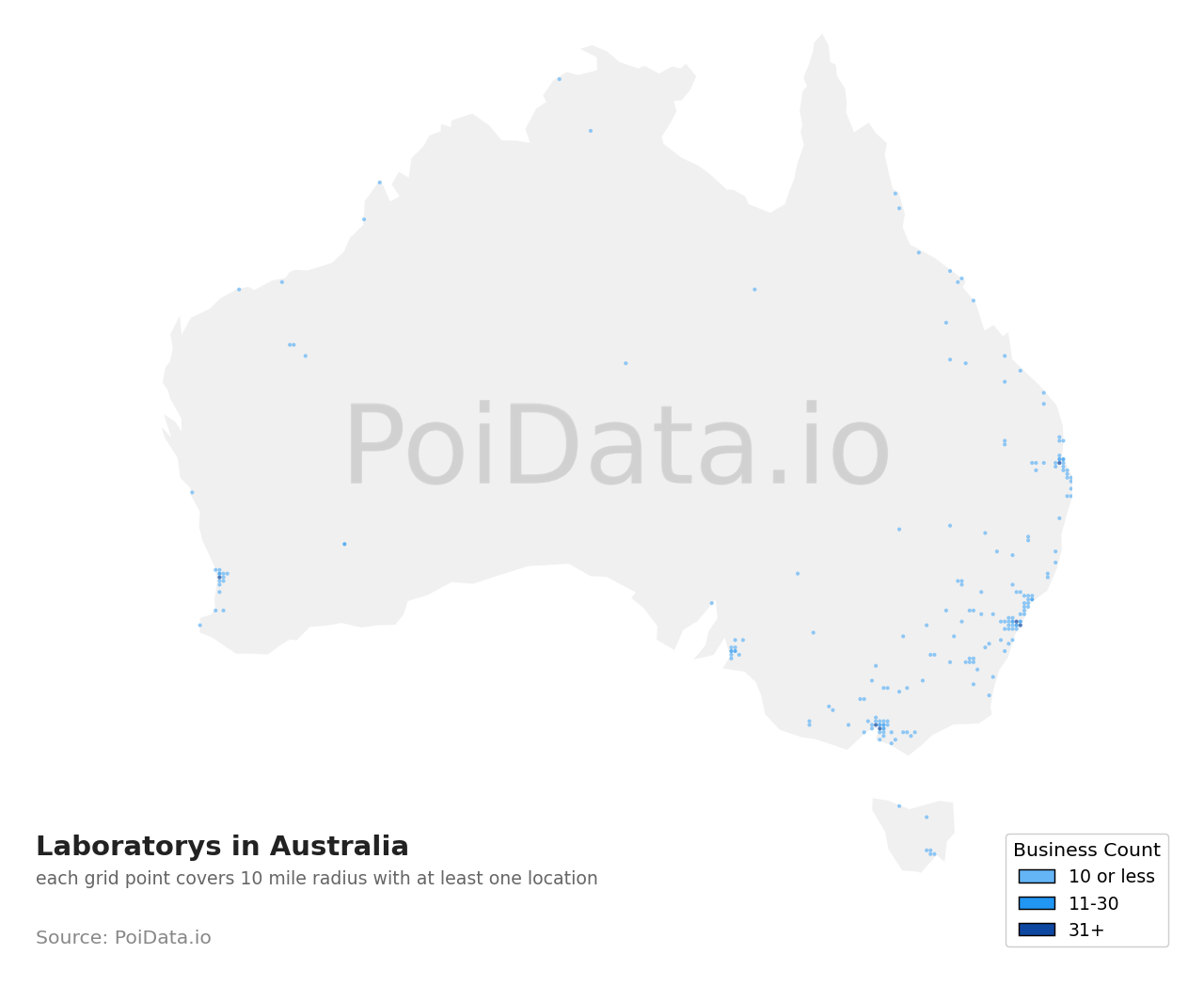 Laboratory density map for Northern Territory, Australia