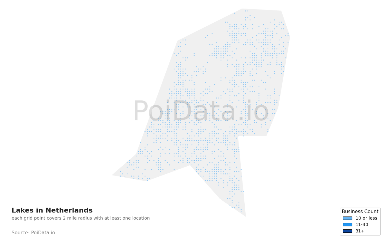 Lake density map for Netherlands