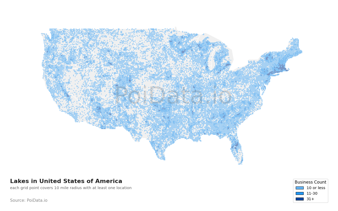 Lake density map for Florida, United States
