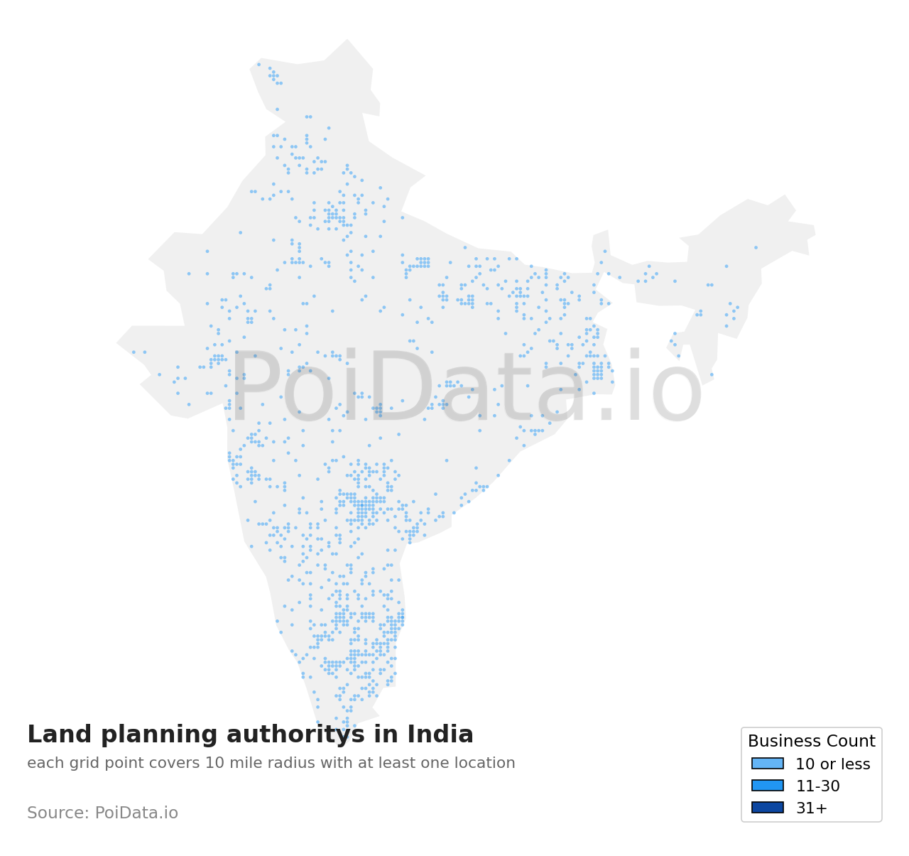 Land planning authority density map for India