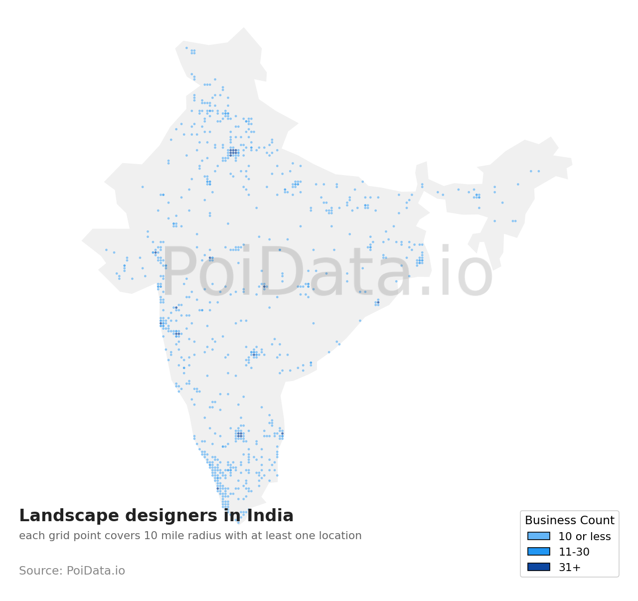 Landscape designer density map for India