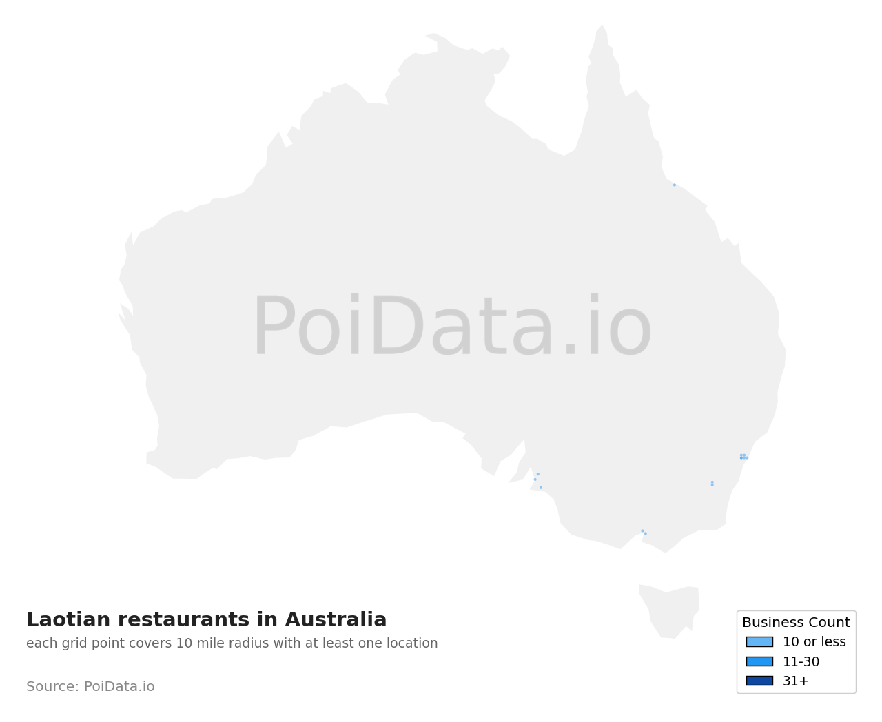 Laotian restaurant density map for Australian Capital Territory, Australia