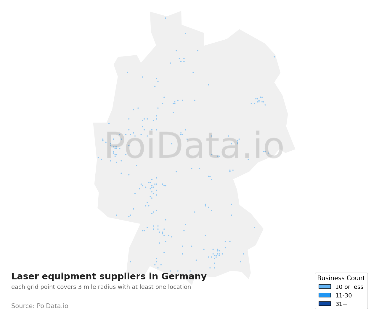 Laser equipment supplier density map for Germany