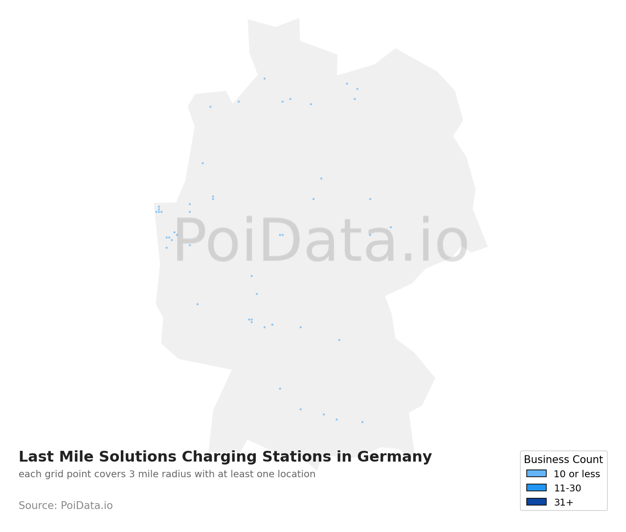 Last Mile Solutions Charging Station density map for Germany