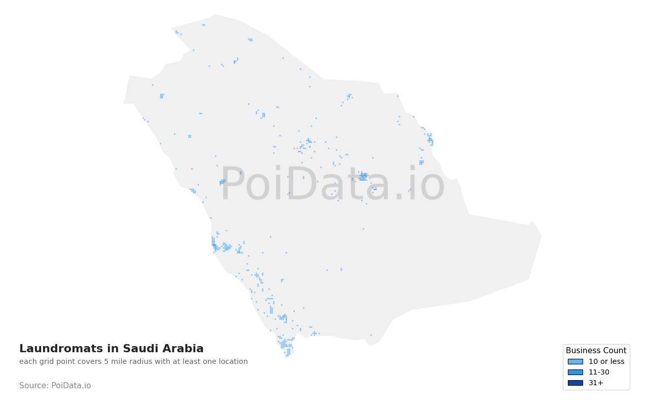 Laundromat density map for Saudi Arabia