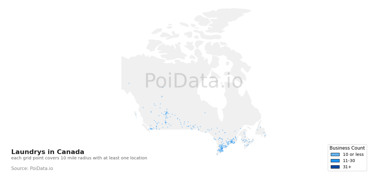 Laundry density map for Newfoundland and Labrador, Canada