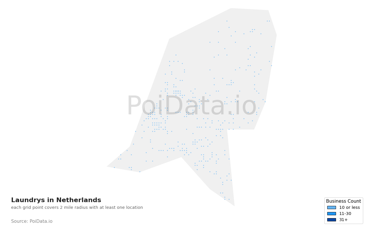 Laundry density map for Netherlands