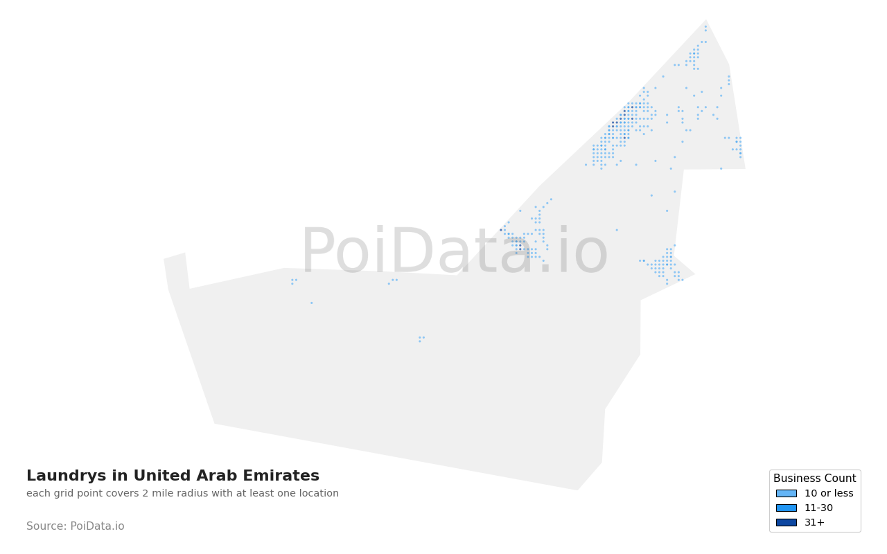 Laundry density map for United Arab Emirates