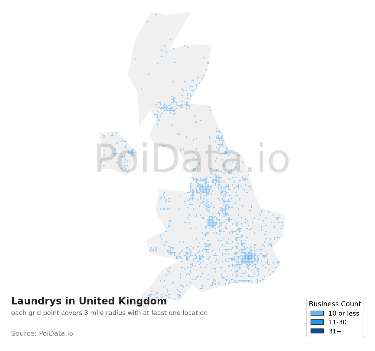 Laundry density map for United Kingdom