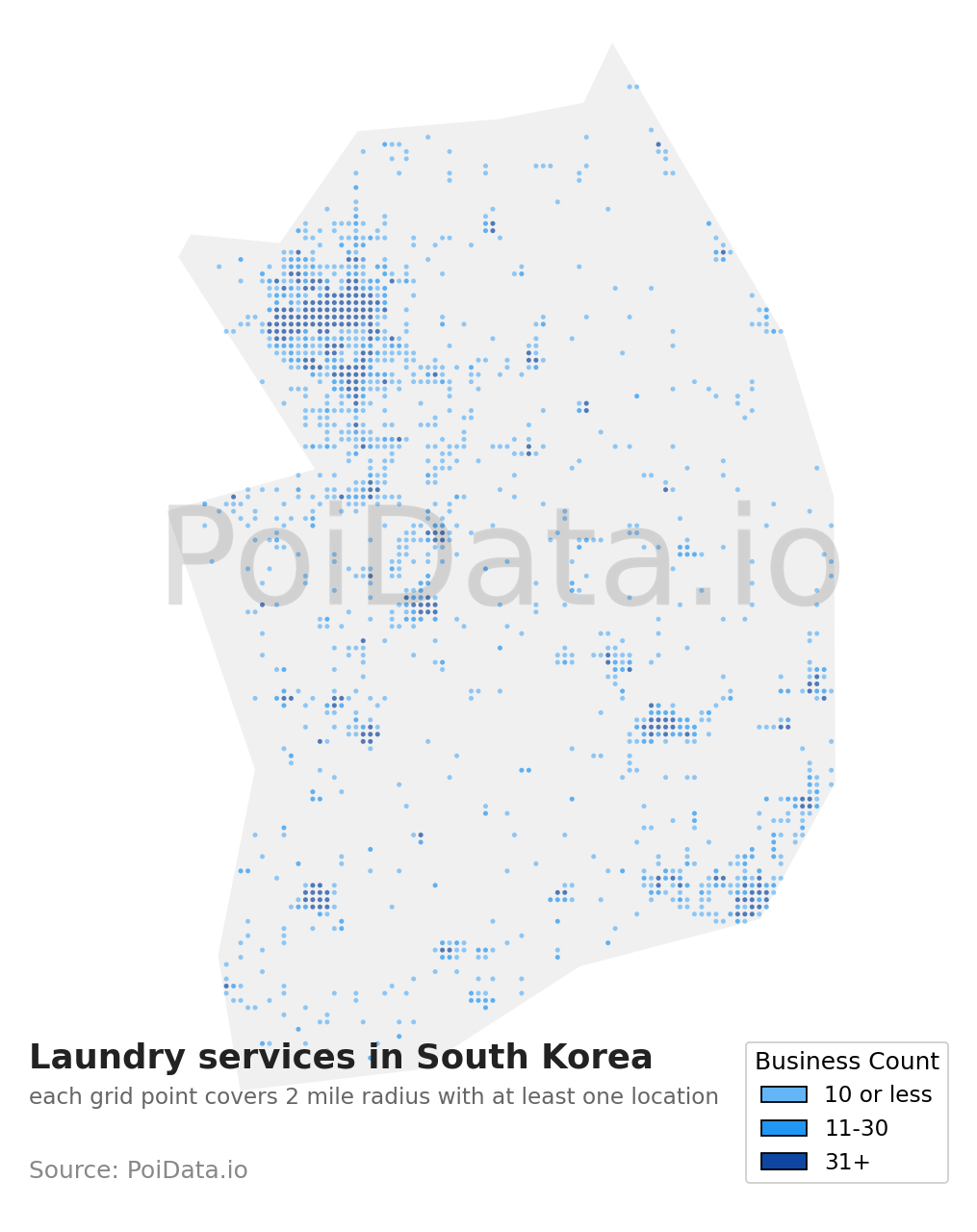 Laundry service density map for South Korea