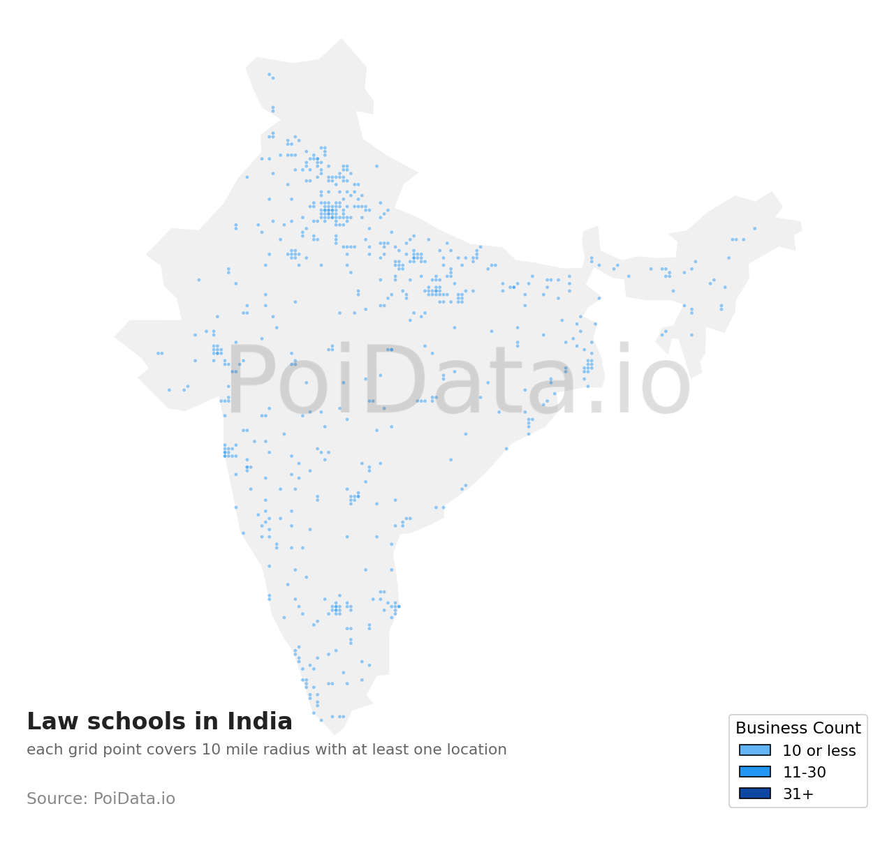 Law school density map for India
