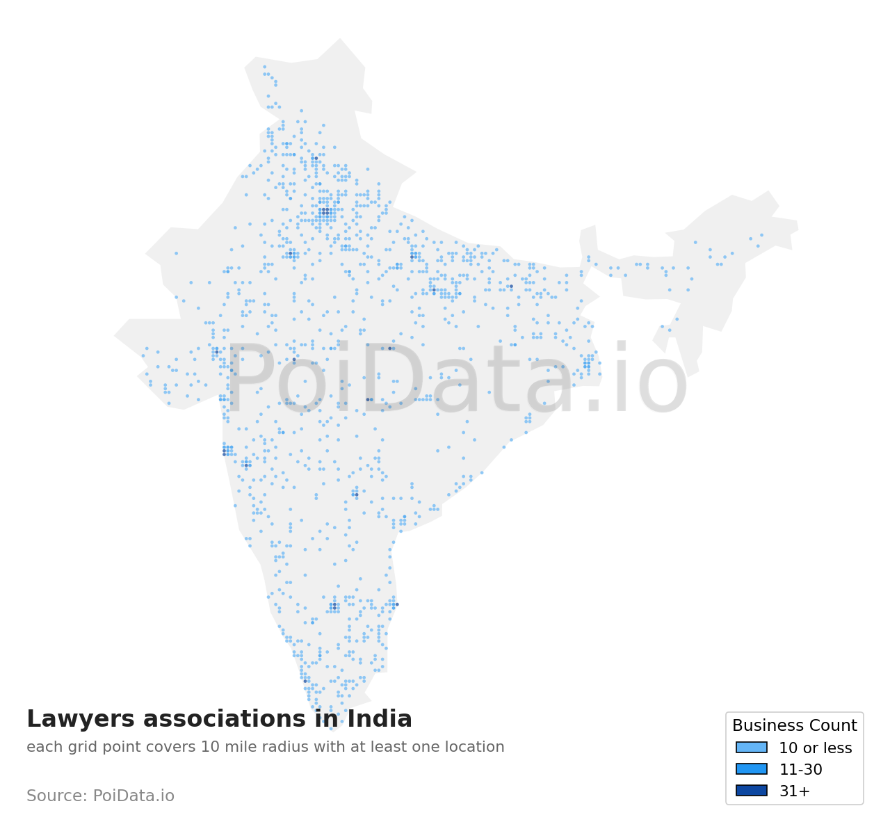Lawyers association density map for India