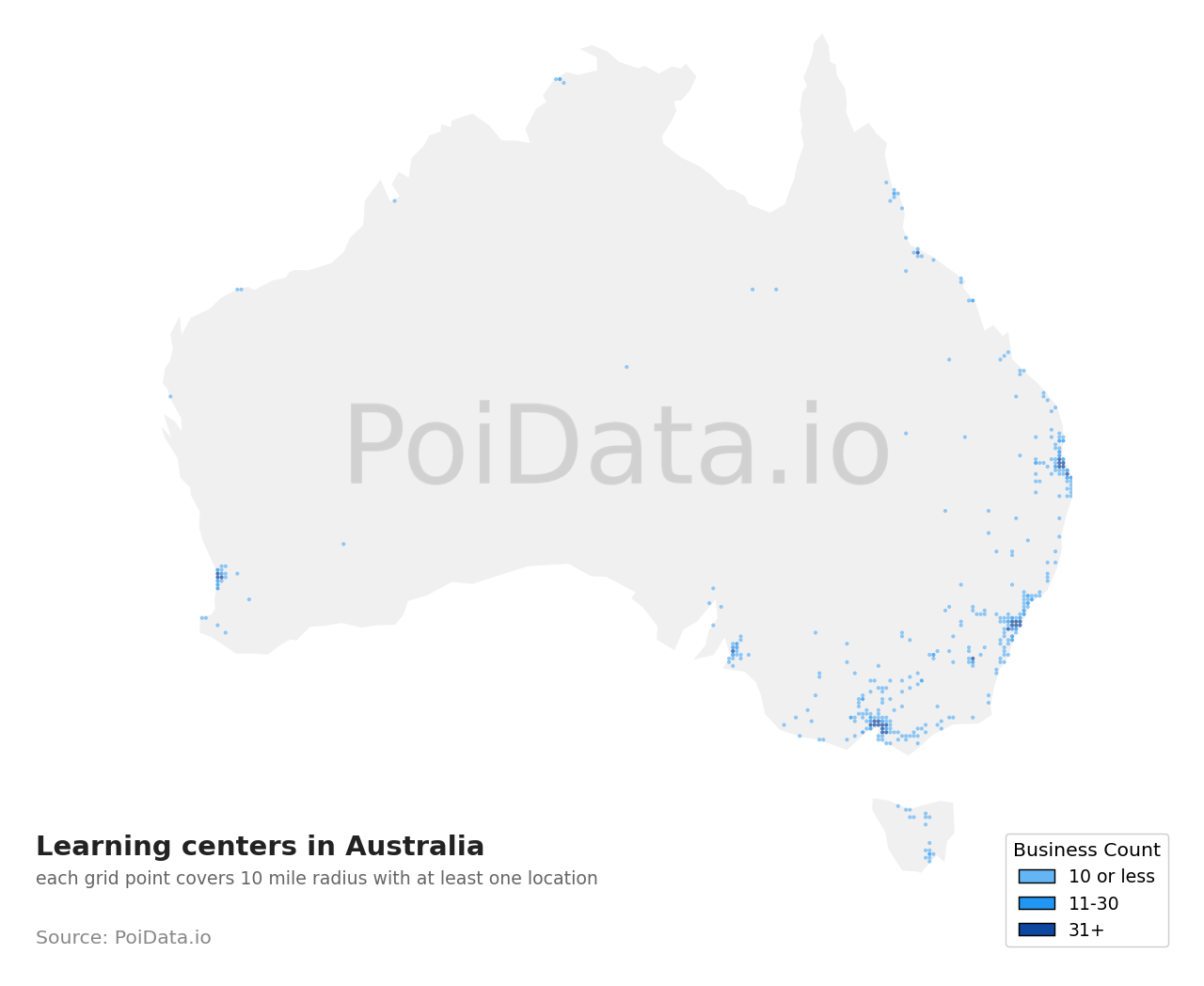 Learning center density map for Victoria, Australia