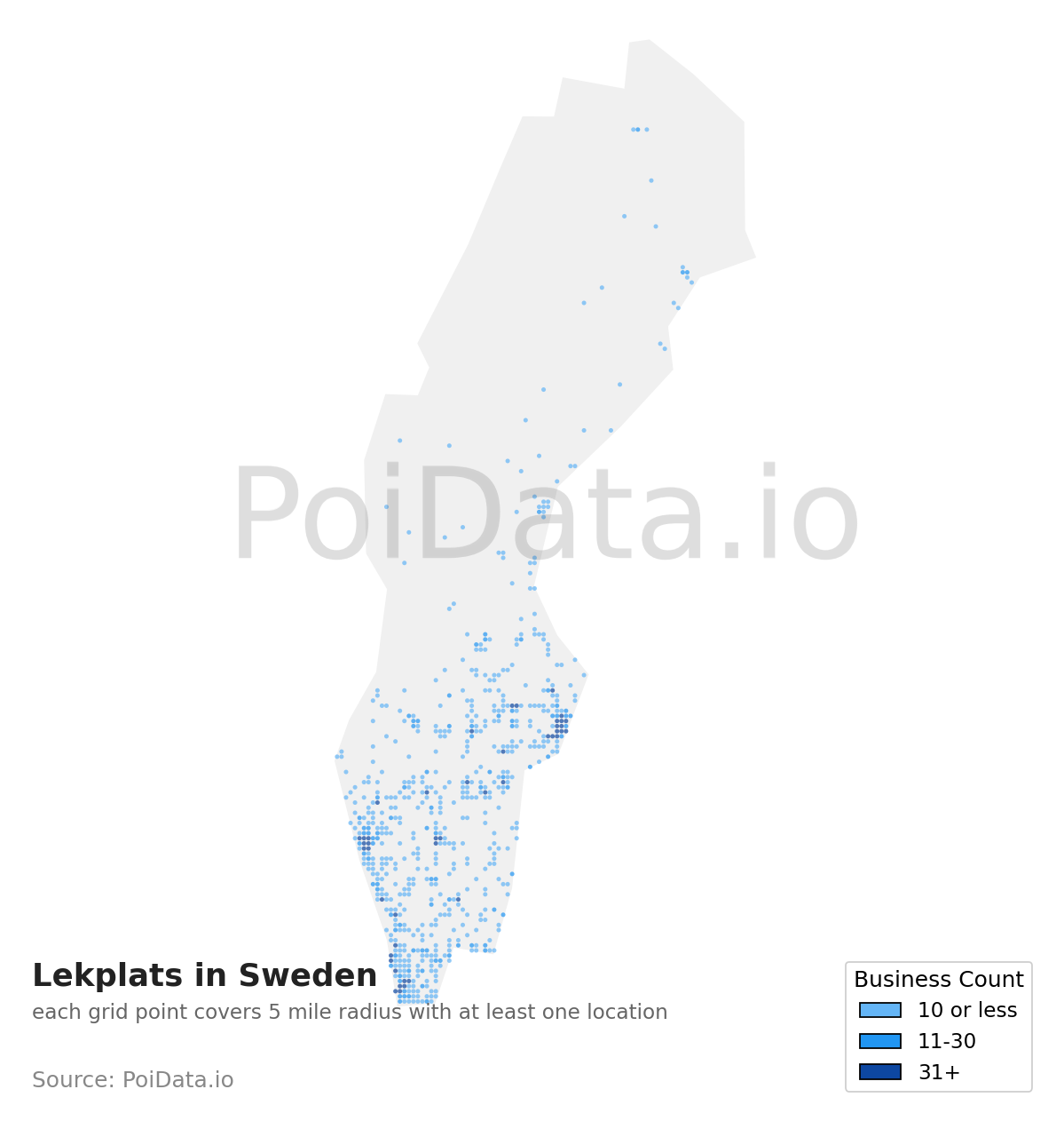 Lekplats density map for Sweden