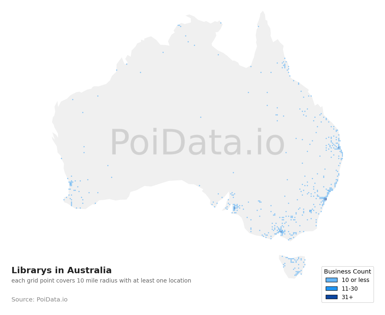 Library density map for ACT, Australia