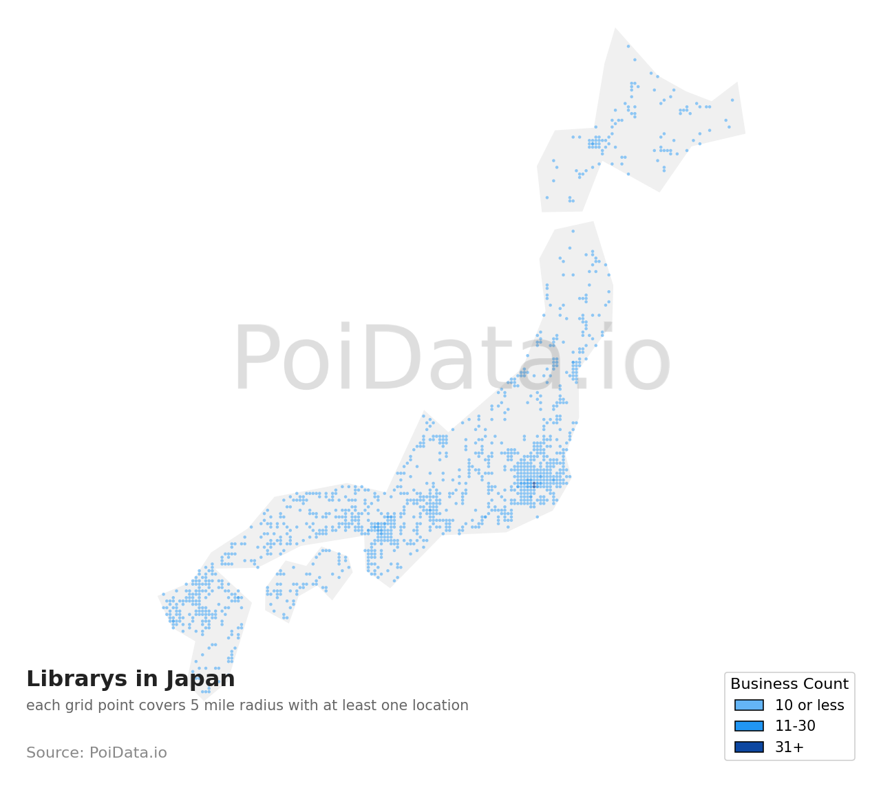 Library density map for Japan