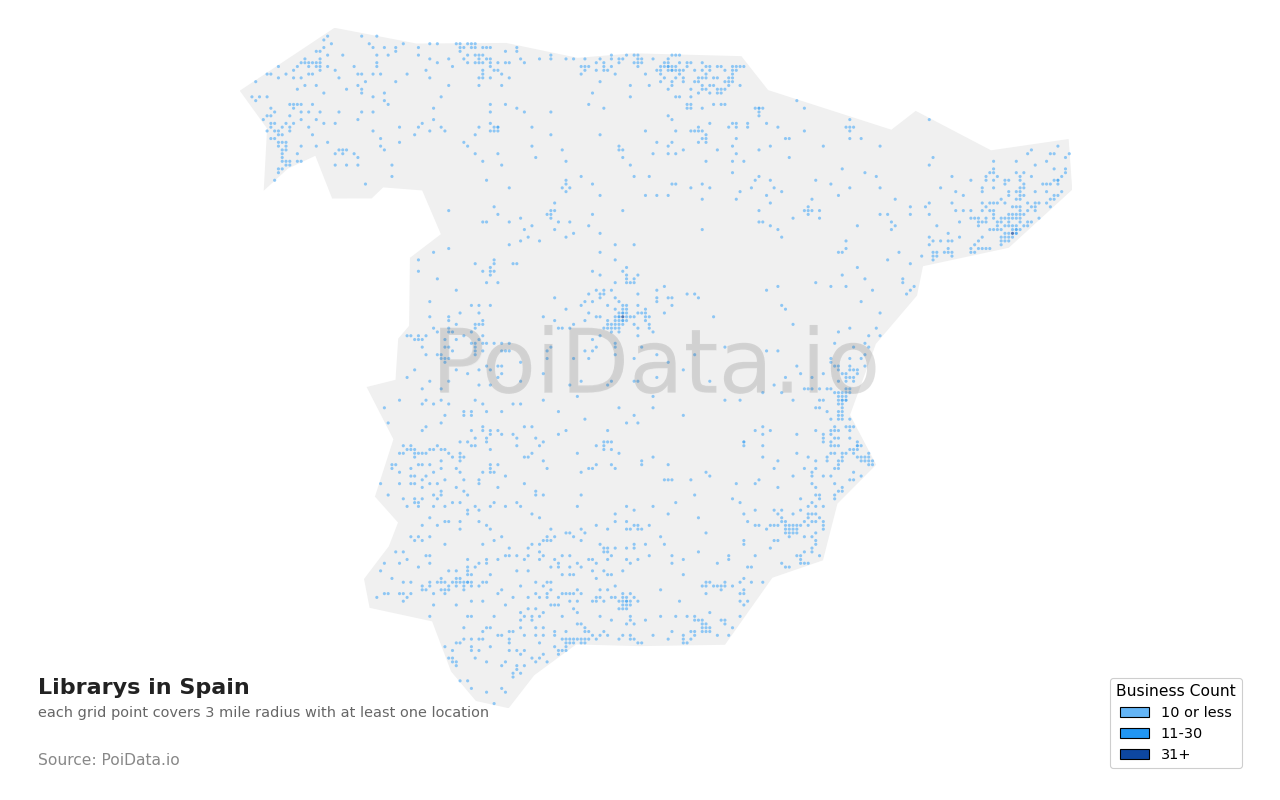 Library density map for Spain