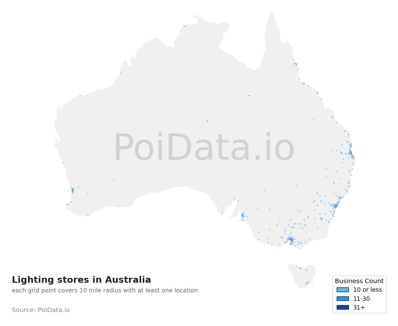 Lighting store density map for VIC, Australia