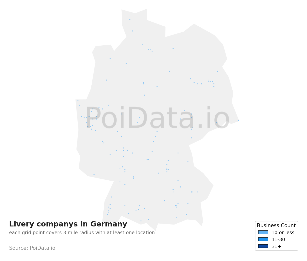 Livery company density map for Germany