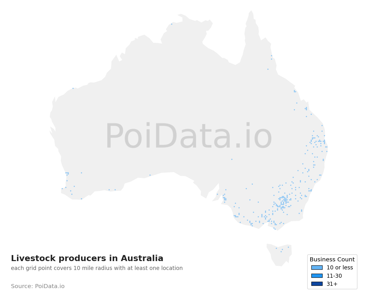Livestock producer density map for QLD, Australia
