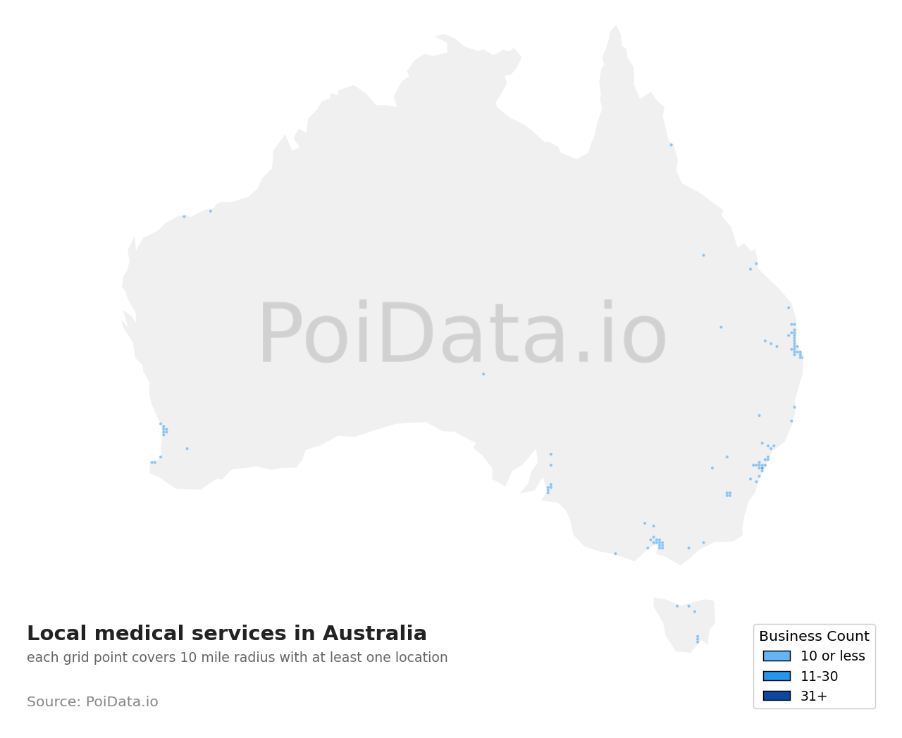 Local medical services density map for Australia