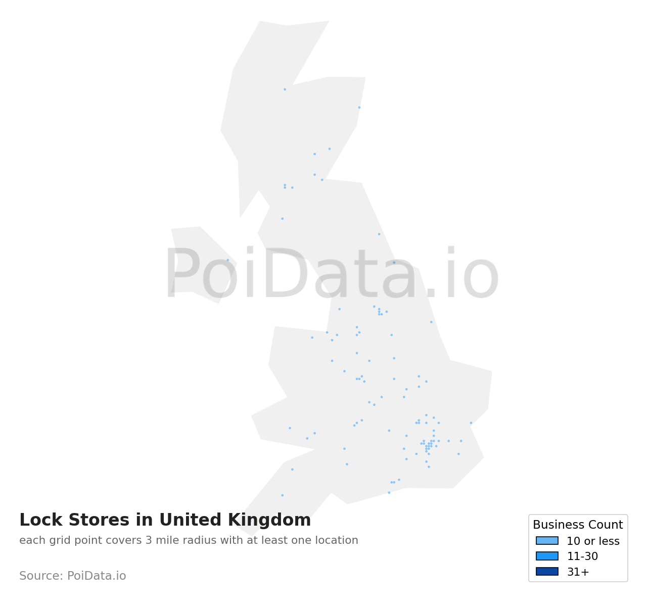 Lock Store density map for United Kingdom