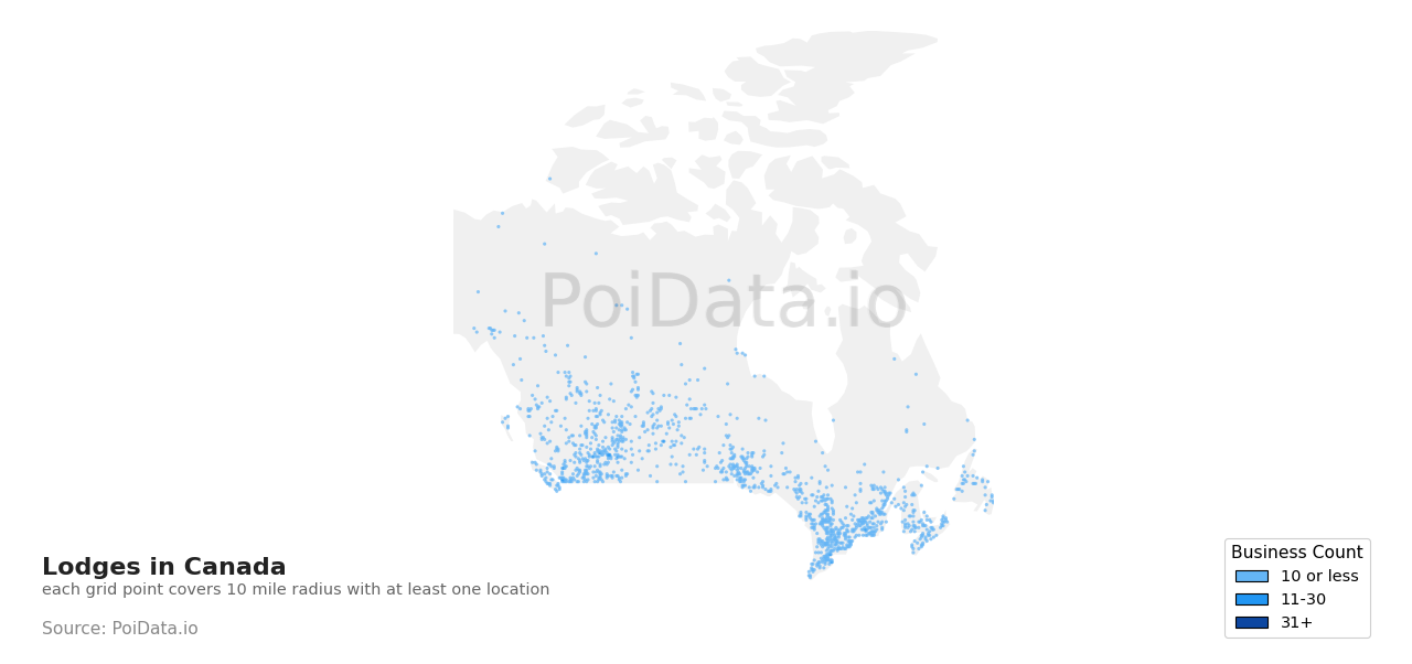 Lodge density map for Yukon, Canada