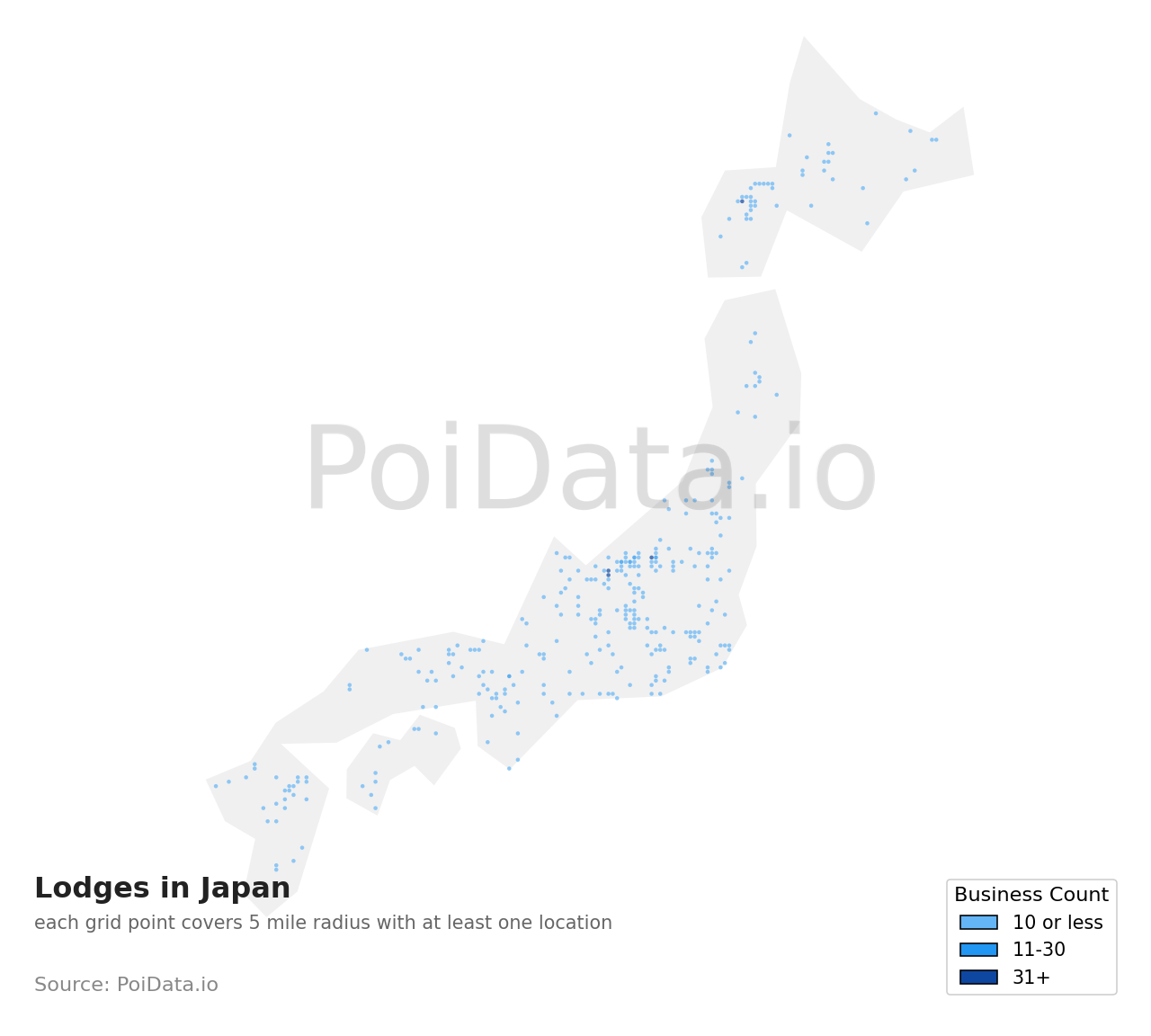 Lodge density map for Japan